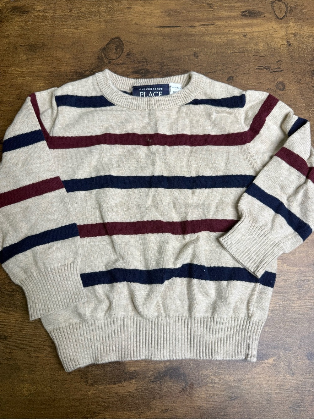 ⭐️ 5 for $20⭐️ The Children's Place Beige Striped Crewneck Sweater 18-24M
